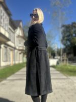 MADE TO ORDER! Bluish-Black Winter Coat with Virgin Wool and Mohair (with Padding and Detachable Hood) - Image 7