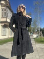 MADE TO ORDER! Bluish-Black Winter Coat with Virgin Wool and Mohair (with Padding and Detachable Hood) - Image 3