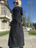 Bluish-Black Winter Coat with Virgin Wool and Mohair (with Padding and Detachable Hood) - Image 4