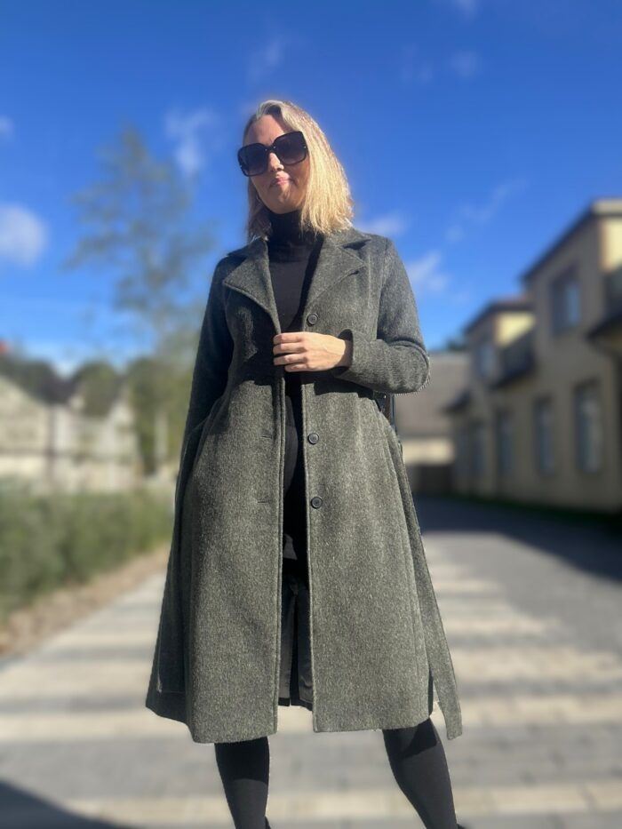 Roheline luksuslik mantel peenvilla ja mohääriga - Image 8