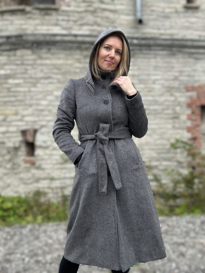 Hall luksuslik peenvillane talvemantel mohääriga (vatiini ja eemaldatava kapuutsiga) - Image 4