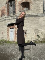 Brown Dress With A Belt - Image 6