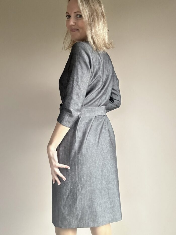 Linane kalasabamustriga kleit vööga - Image 5