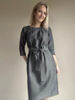 Linane kalasabamustriga kleit vööga - Image 4