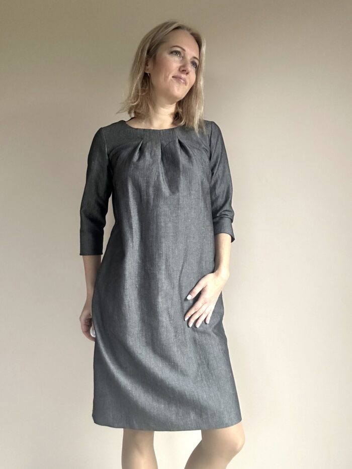 Linane kalasabamustriga kleit vööga - Image 2