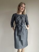 Linane kalasabamustriga kleit vööga