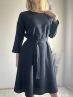 Black Dress With Virgin Wool And Silk - Image 4