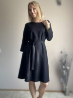 Black Dress With Virgin Wool And Silk
