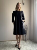 Black Dress With Virgin Wool And Silk - Image 5