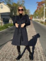 VALMIB TELLIMISEL! Tumesinine luksuslik mantel peenvilla ja mohääriga - Image 6