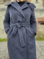 Tumesinine talvemantel Trench peenvilla ja mohääriga (vatiini ja eemaldatava kapuutsiga) - Image 8