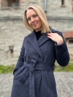 Tumesinine talvemantel Trench peenvilla ja mohääriga (vatiini ja eemaldatava kapuutsiga) - Image 5