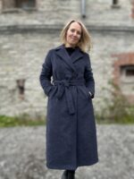 Tumesinine talvemantel Trench peenvilla ja mohääriga (vatiini ja eemaldatava kapuutsiga) - Image 4