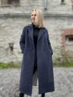 Tumesinine talvemantel Trench peenvilla ja mohääriga (vatiini ja eemaldatava kapuutsiga) - Image 2