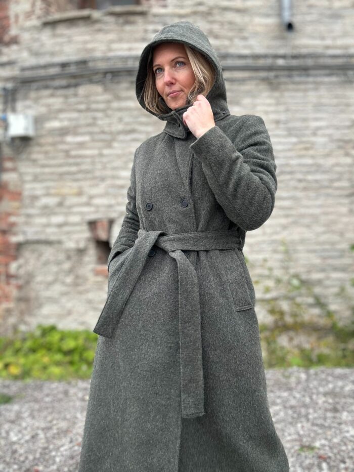 Rohekas talvemantel Trench peenvilla ja mohääriga (vatiini ja eemaldatava kapuutsiga) - Image 7