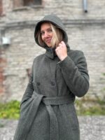 Rohekas talvemantel Trench peenvilla ja mohääriga (vatiini ja eemaldatava kapuutsiga) - Image 5