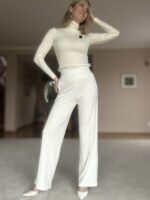 Valge kõrge kaelusega polo, 100% meriinovill - Image 5