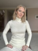 Valge kõrge kaelusega polo, 100% meriinovill