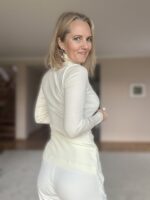 Valge kõrge kaelusega polo, 100% meriinovill - Image 2