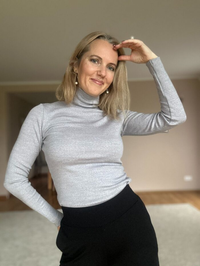 Helehall kõrge kaelusega polo, 100% meriinovill - Image 3