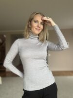 Helehall kõrge kaelusega polo, 100% meriinovill