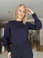 Tumesinine luksuslik pluus kroogitud varrukaga - Image 7