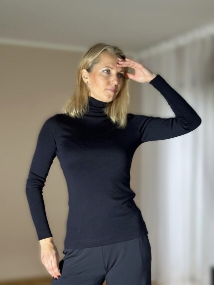 Midnight Blue Turtleneck, 100% Merino Wool