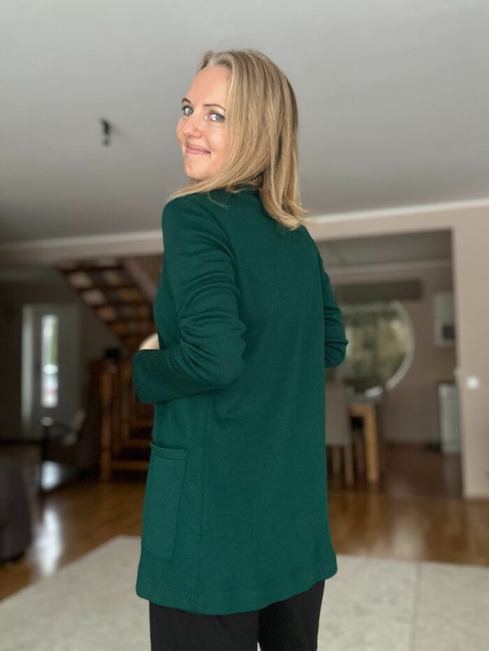 Roheline kardigan lühike, 100% meriinovill - Image 3