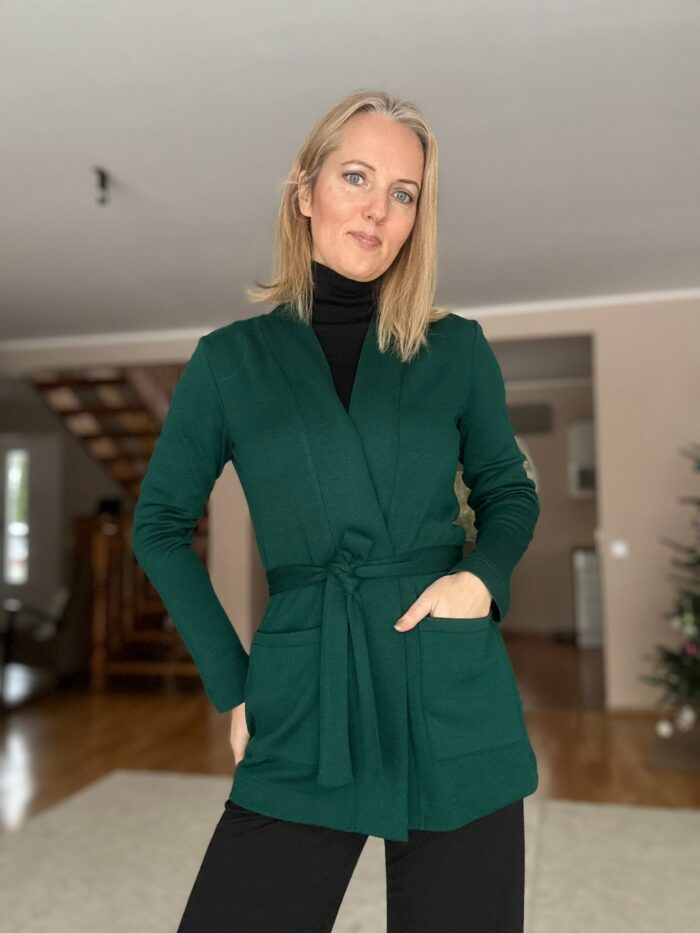 Roheline kardigan lühike, 100% meriinovill - Image 4