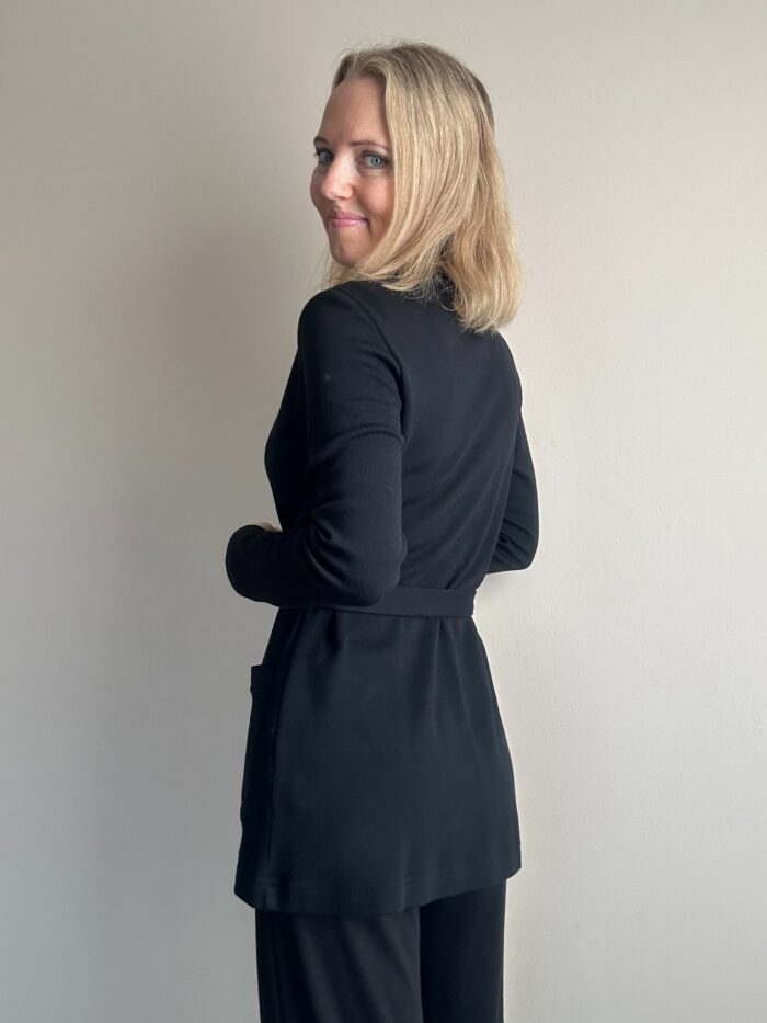 Black Cardigan Short, 100% Merino Wool - Image 2