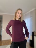 Bordoopunane luksuslik pluus kroogitud varrukaga - Image 2