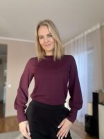 Bordoopunane luksuslik pluus kroogitud varrukaga - Image 5