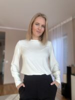 Valge luksuslik pluus kroogitud varrukaga - Image 6