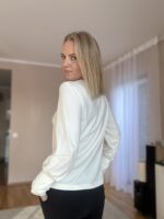 Valge luksuslik pluus kroogitud varrukaga - Image 2