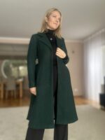 Naiste roheline kevadsügismantel, 100% vill