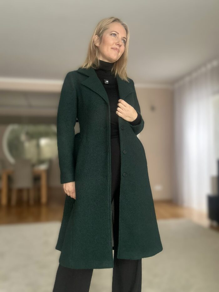 VALMIB TELLIMISEL! Naiste roheline kevadsügismantel, 100% vill - Image 2