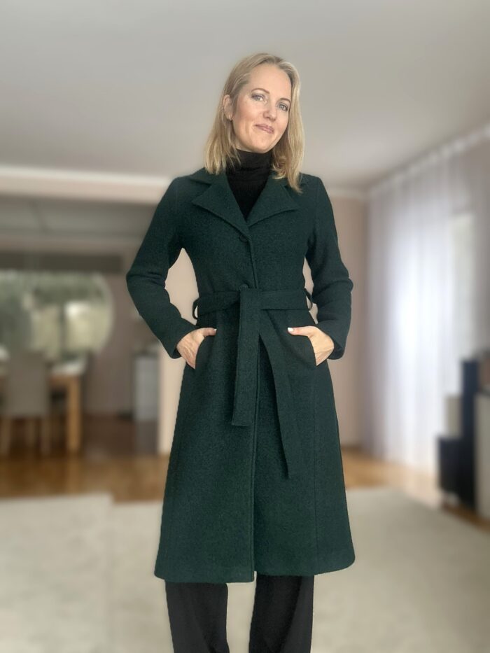 Naiste roheline kevadsügismantel, 100% vill - Image 5