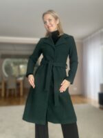 Naiste roheline kevadsügismantel, 100% vill - Image 3