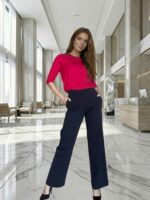 Tumesinised püksid laia säärega - Image 4