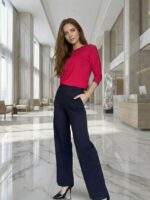 Tumesinised püksid laia säärega