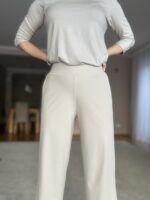 Kreemikad luksuslikud püksid laia säärega - Image 4