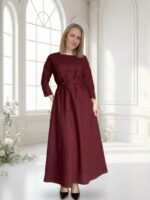 Bordoopunane linane maksikleit varrukaga