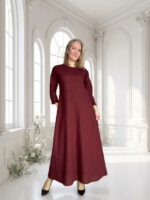 Bordoopunane linane maksikleit varrukaga - Image 3