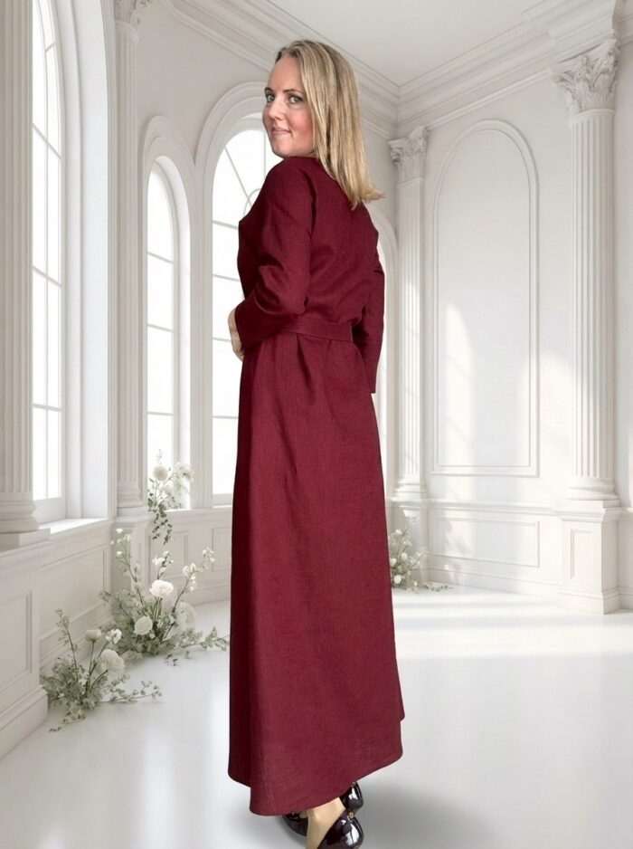 Bordoopunane linane maksikleit varrukaga - Image 2