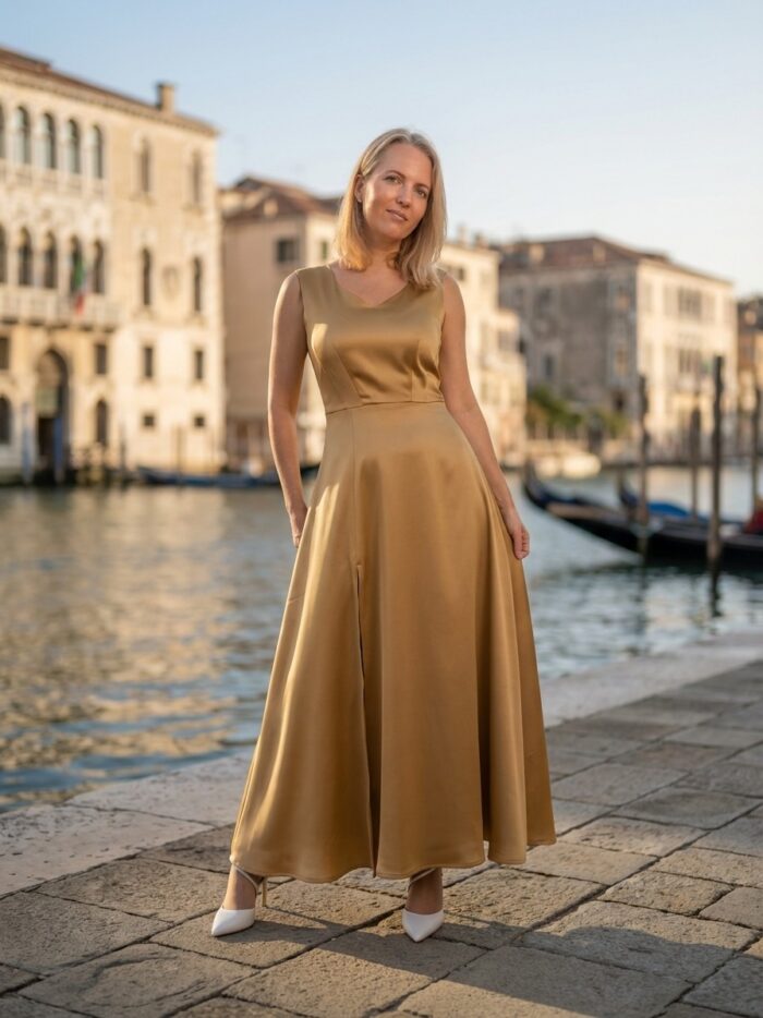 Luksuslik kuldne maksikleit lõhikuga - Image 3