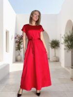 Luksuslik punane maksikleit vööga