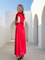 Luksuslik punane maksikleit vööga - Image 3