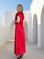 Luksuslik punane maksikleit vööga - Image 3