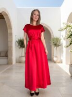 Luksuslik punane maksikleit vööga - Image 4