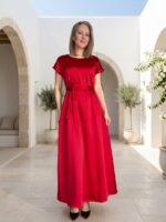 Luksuslik punane maksikleit vööga - Image 4